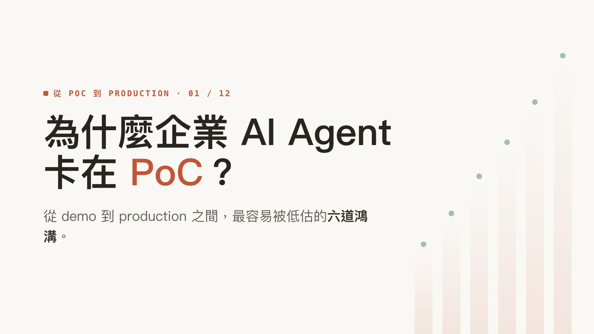 為什麼企業 AI Agent 卡在 PoC?六道鴻溝:第 1 張,共 10 張
