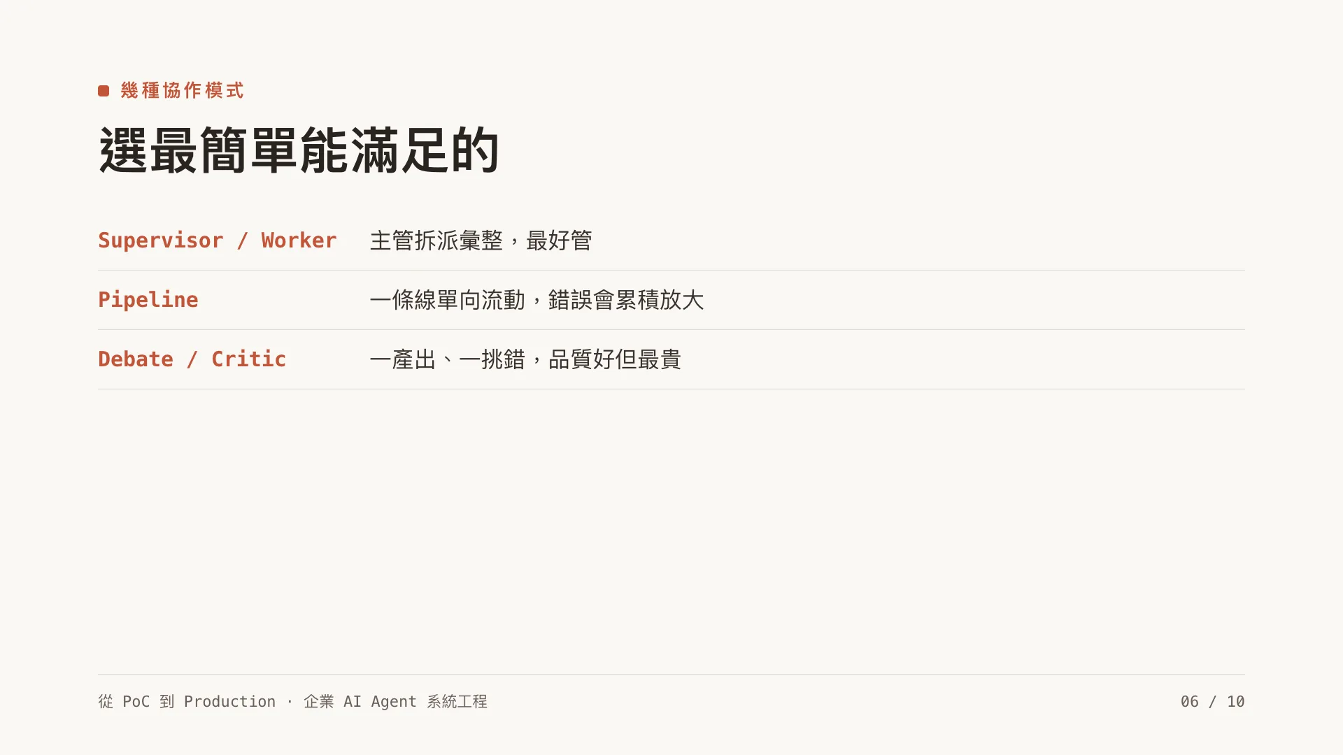 多代理協作:什麼時候真的需要 multi-agent:第 6 張,共 10 張